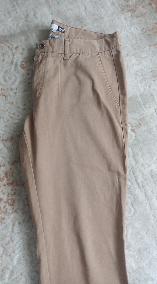 Bej Erkek Keten Normal Kesim Pantolon beden small medium - Görsel 2