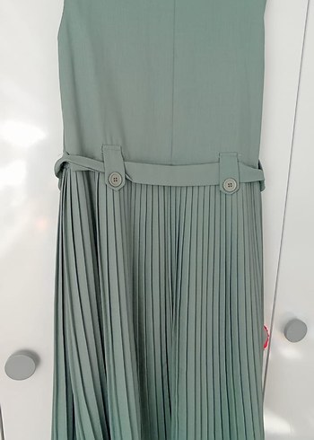 Yeşil Piliseli Uzun Kadın Elbise - Görsel 2