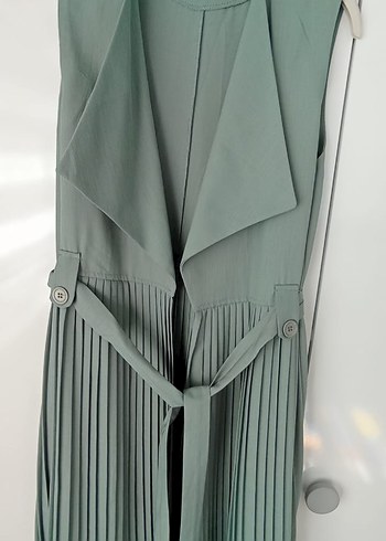 Yeşil Piliseli Uzun Kadın Elbise - Görsel 5