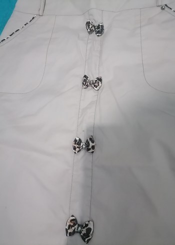 Pudra rengi leopar fiyonk detaylı uzun keten etek - Görsel 2