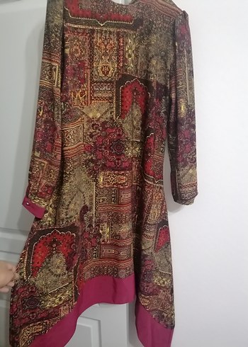 Bordo Desenli Uzun Bohem Kadın Elbise - Görsel 3