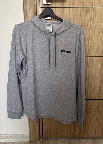 Gri Adidas Kapüşonlu Erkek Sweatshirt