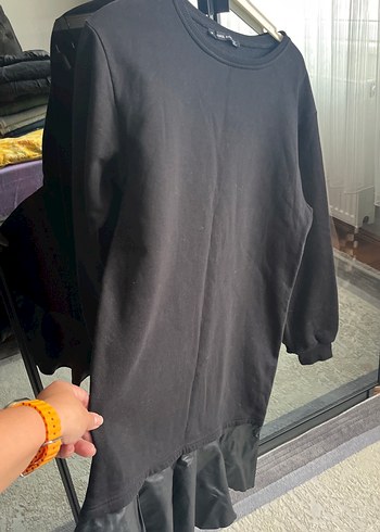 Siyah Kadın Uzun Kollu Salaş Sweatshirt - Görsel 3