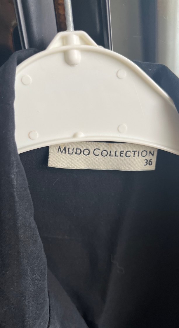 Düğmeli Siyah Keten Kadın Gömlek - Görsel 2