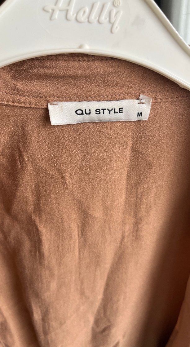 Bej Keten Düğmeli Kadın Gömlek - Görsel 2