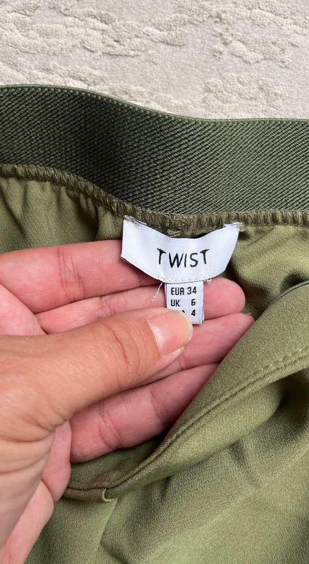 Kadın Haki Kumaş Pantolon Fermuarlı - Görsel 2