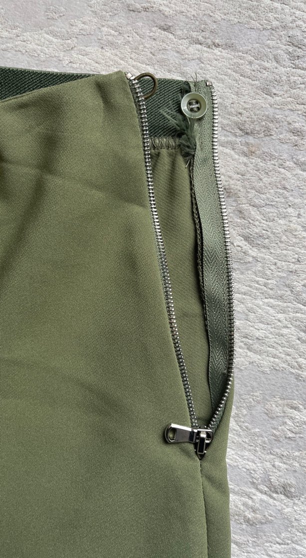 Kadın Haki Kumaş Pantolon Fermuarlı - Görsel 3