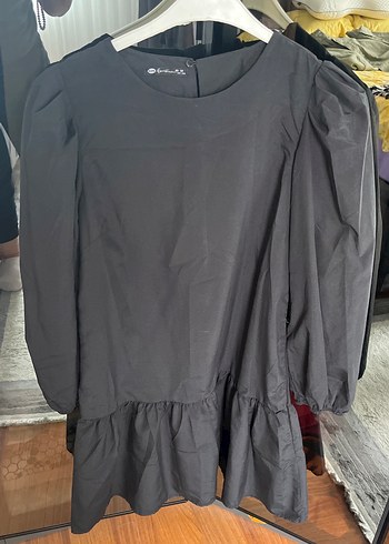 Siyah Midi Boy Salaş Kadın Elbise - Görsel 3