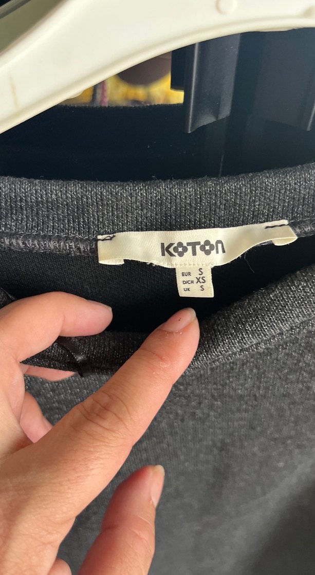 Gri Kadın Sweatshirt, Bisiklet Yaka, Salaş Kesim - Görsel 3