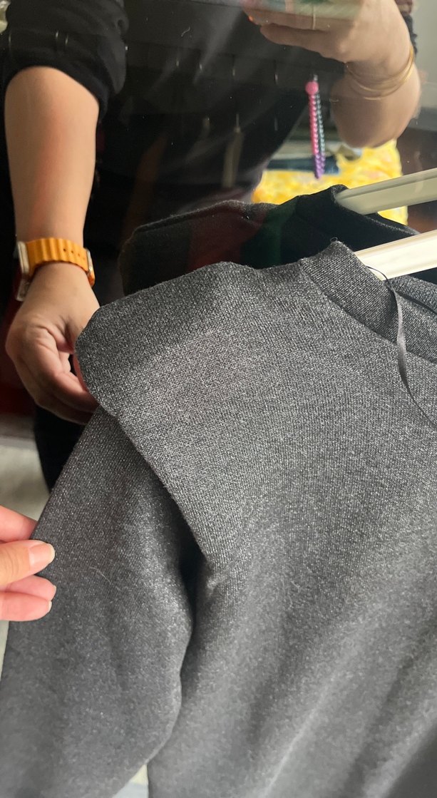 Gri Kadın Sweatshirt, Bisiklet Yaka, Salaş Kesim - Görsel 2