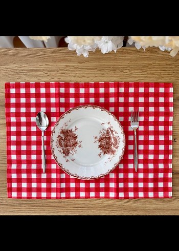 Kırmızı Ekose Vintage Servis Peçetesi/Amerikan Servis