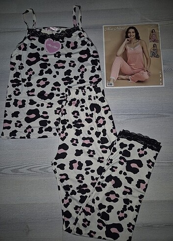 l Beden beyaz Renk Miss nilens askılı pijama takımı