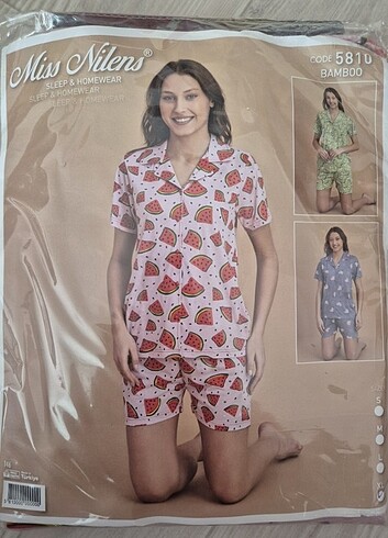 Kadın karpuzlu şortlu pijama takımı