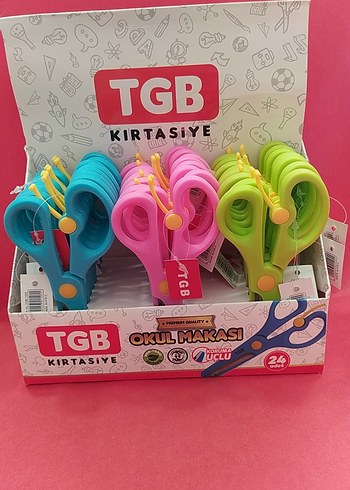 Renkli TGB Okul Makasları 24 Adet