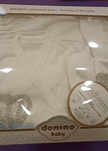 Düğmeli Beyaz Bebek Hastane Kıyafeti - Görsel 3