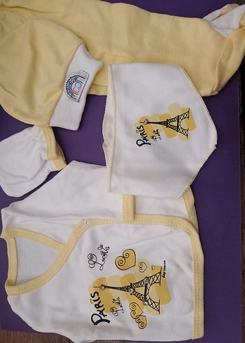 Sarı Baskılı Kız Bebek 5'li Takım