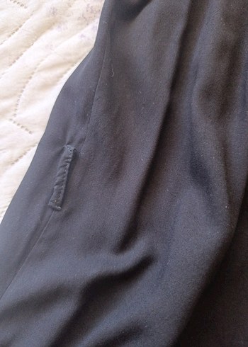 Siyah Keten Düğmeli Elbise - Görsel 6