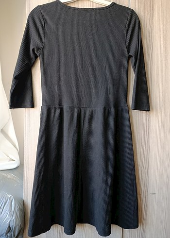 Uzun Kollu Örgü Siyah Kadın Elbise - Görsel 4