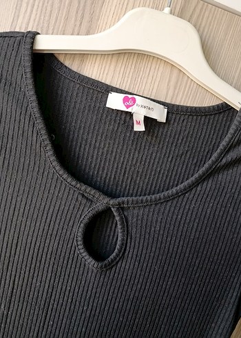 Uzun Kollu Örgü Siyah Kadın Elbise - Görsel 2