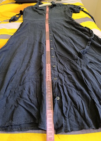 Siyah Uzun Keten Gömlek Elbise - Görsel 9