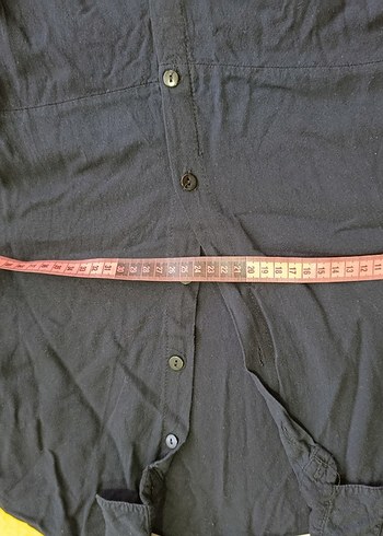 Siyah Uzun Keten Gömlek Elbise - Görsel 10