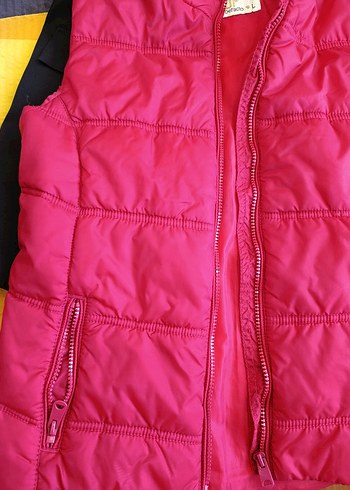 Kapüşonlu Kırmızı Fermuarlı Yelek - Görsel 3