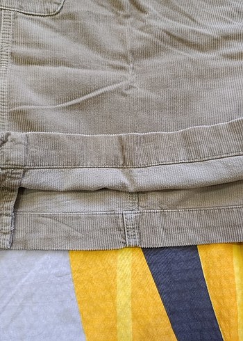 Düğmeli Bej Keten Kadın Etek - Görsel 2