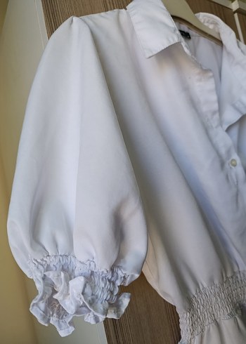 Düğmeli Beyaz Keten Midi Elbise - Görsel 4