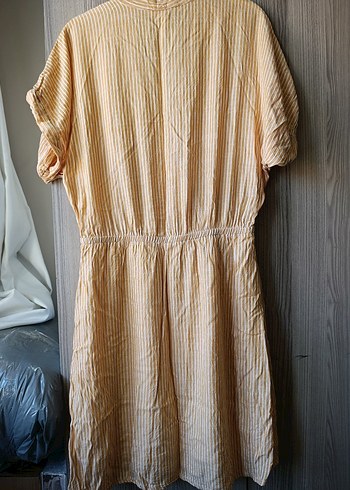 Kadın Bej Midi Keten Bohem Elbise - Görsel 7