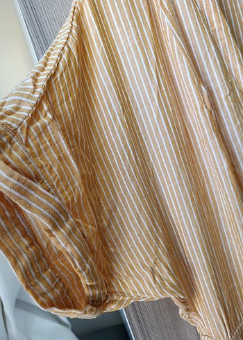 Kadın Bej Midi Keten Bohem Elbise - Görsel 4