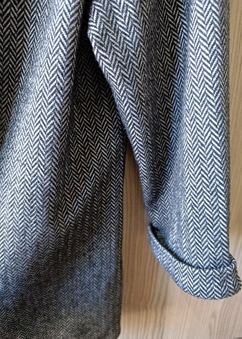 Gri Midi Keten Ceket - Görsel 4