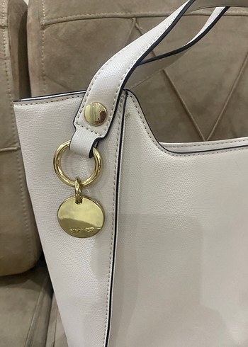 Krem Deri Kadın Omuz Çantası - Görsel 4