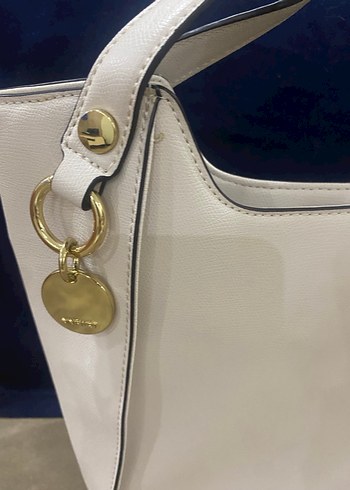 Krem Deri Kadın Omuz Çantası - Görsel 3