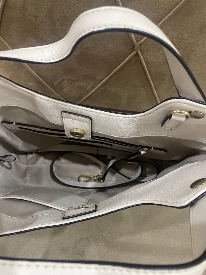 Krem Deri Kadın Omuz Çantası - Görsel 5