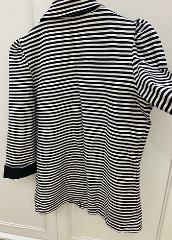 Sauthblue marka Çizgili Beyaz Kadın Blazer Ceket - Görsel 2