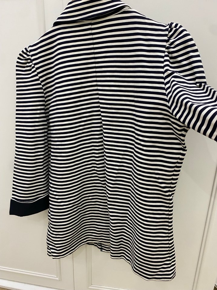 Sauthblue marka Çizgili Beyaz Kadın Blazer Ceket - Görsel 2