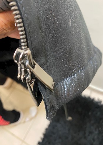 VITTORIO marka Kürklü Siyah Deri Kadın Ceket - Görsel 6