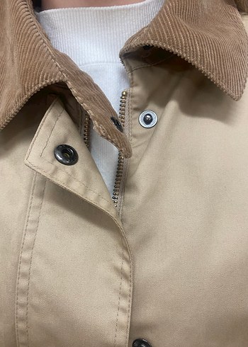 Barbour Bej Kadın Denim Trençkot - Görsel 3