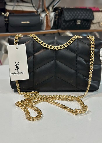 Yves Saint Laurent Siyah Parlak Yılan Desenli Zincir Detaylı Deri Çanta