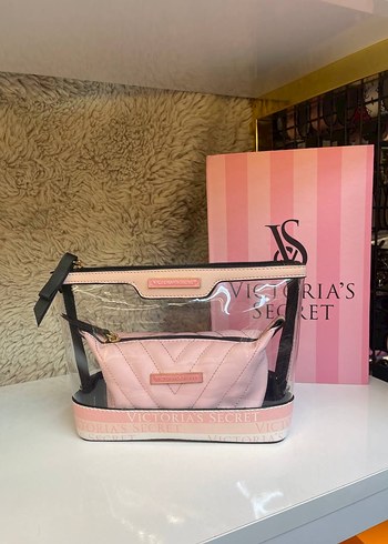 Victoria's Secret Fermuarlı Pembe Makyaj Çantası