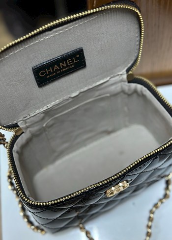  Beden siyah Renk Zincir Detaylı Siyah Chanel Deri Çanta