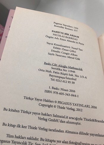 Beden Paris'te Bir Akşam - Nicolas Barreau 1 ci baskı