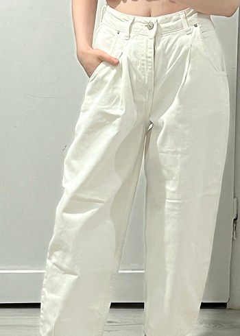 Beyaz Kadın Kot Pantolon - Görsel 3