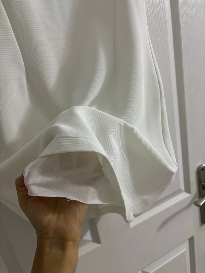 Beyaz V Yakalı Mini Elbise - Görsel 4