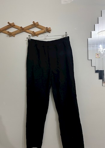 Siyah Keten Midi Kadın Pantolon