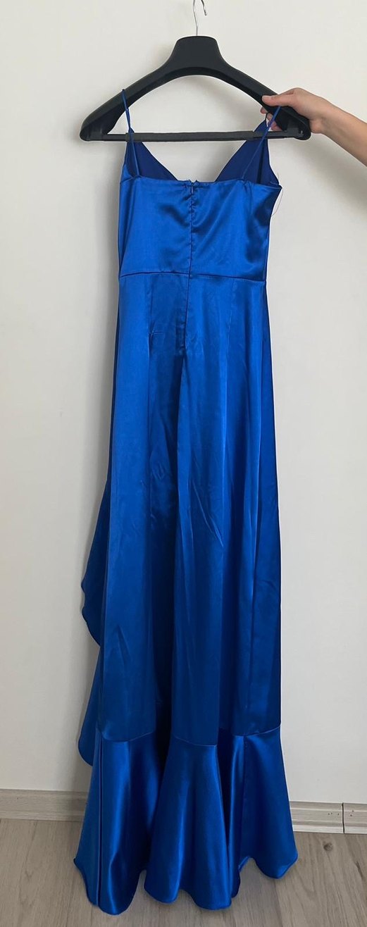 Parlak Mavi Uzun Kadın Abiye Elbise - Görsel 4