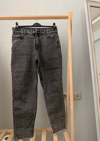 Gri Bol Kesim Midi Kot Pantolon