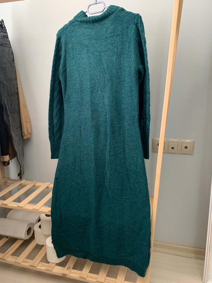 Turkuaz Bohem Örgü Kadın Kazak - Görsel 2