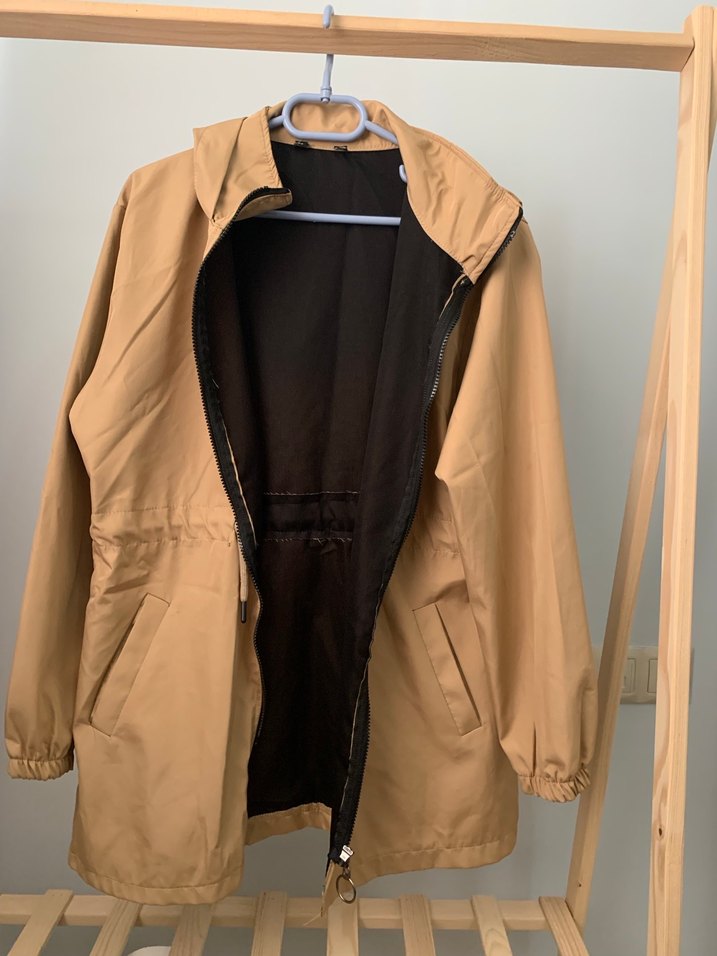 Bej Erkek Midi Boy Rahat Kesim Yağmurluk - Görsel 2