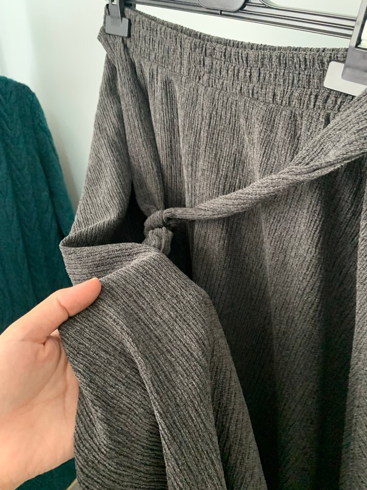 Antrasit Renk Asimetrik Kot Etek - Görsel 2